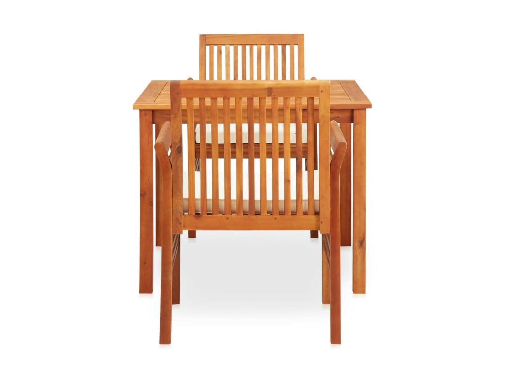 Mobilier à dîner d'extérieur 3 pcs et coussins Dekonao solide RKRU58221