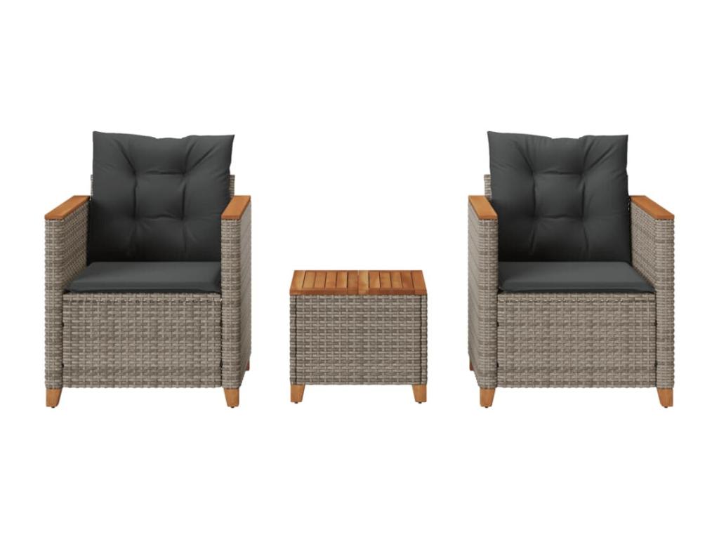 Ensemble de Dekonao 3 pcs et coussins résine gris tressée Dekonao BPQF25390