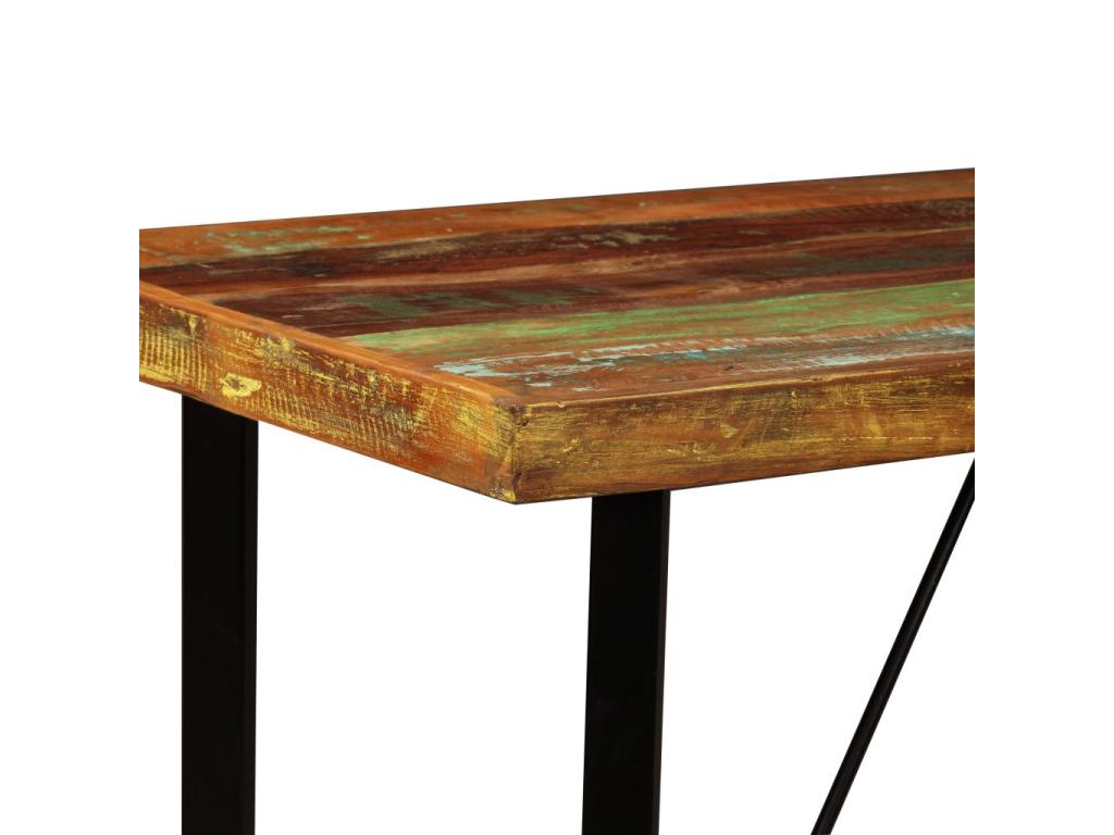 Ensemble de bar 5 pcs Bois massif recyclé et cuir véritable VRBH03238