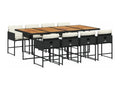 Ensemble à manger de jardin 9 pièces coussins noir résine tressée UCSS81707