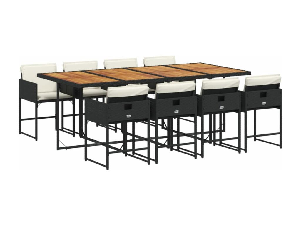 Ensemble à manger de jardin 9 pièces coussins noir résine tressée UCSS81707