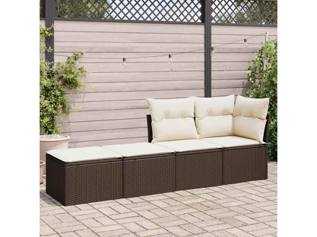 Salon de jardin avec coussins 2 pièces marron résine tressée Dekonao LJGW87230