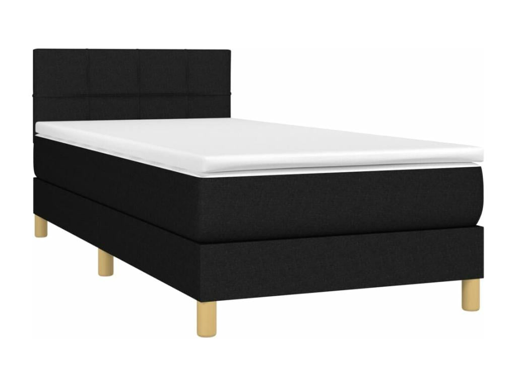 Lit à sommier tapissier avec matelas Noir 90x200 cm Tissu NENL33220