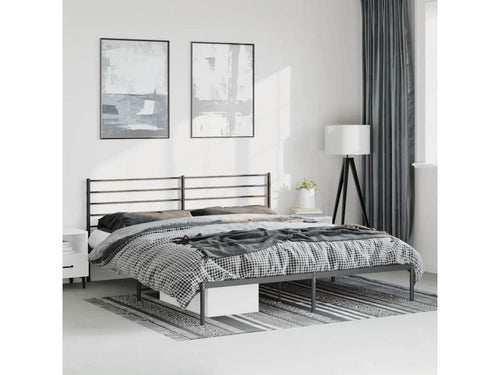 Cadre de lit métal sans matelas avec tête de lit noir 193x203cm IGSC32784