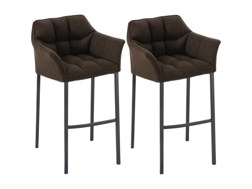 Lot de 2 Tabouret de bar - Tissu / Métal - Marron - Dekonao WRXC99738