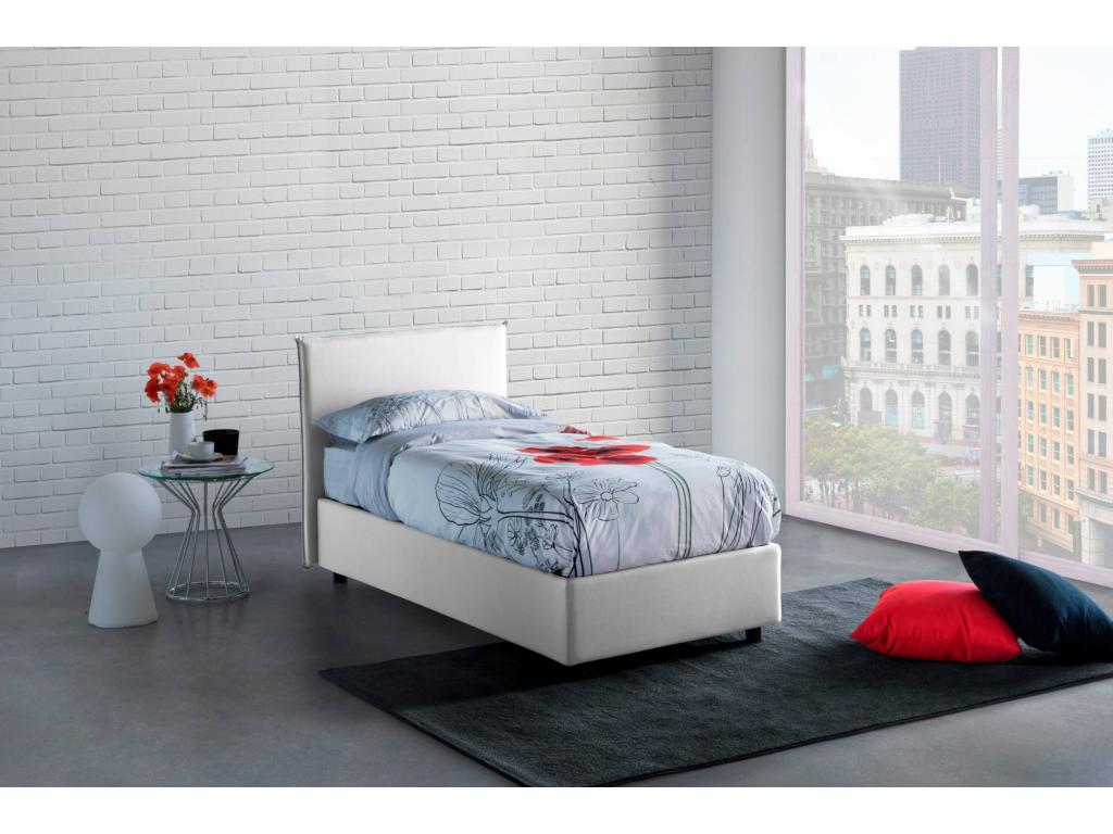 Lit double Dekonao Lit coffre avec revêtement en tissu Made in Italy Ouverture frontale avec matelas 160x190 cm inclus Blanc MICP68026