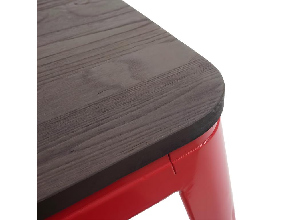 4x Tabouret Dekonao-A73 avec siège en bois métal style industriel empilable - rouge DVBR94705