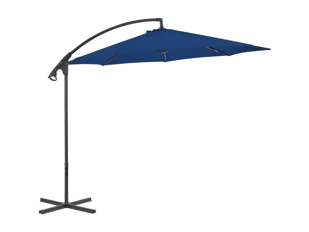 Parasol déporté avec mât en acier 300 cm Bleu azuré PYUY63447