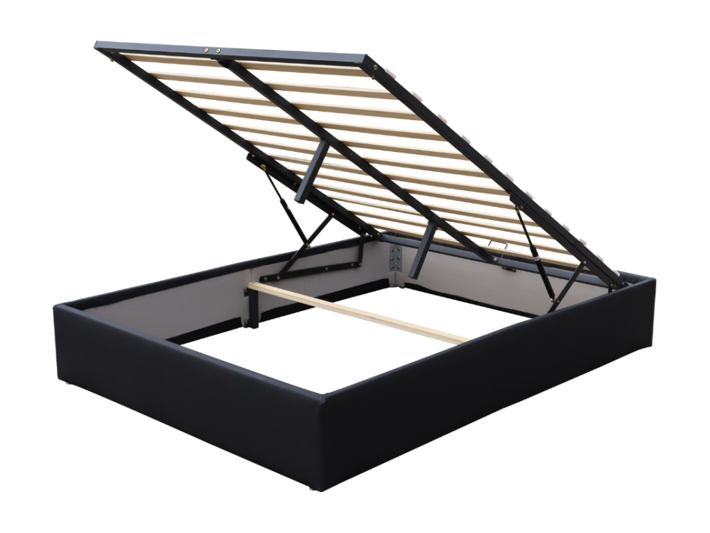 Lit Coffre dehoussable noir 90x190 cm avec Pieds et 12 Dekonao - Montage Rapide et Facile - Revêtement PVC Simili Entretien Facile PGSA67079