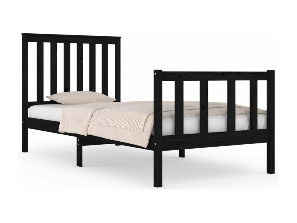 Cadre de lit sans matelas noir bois massif OXZQ46202