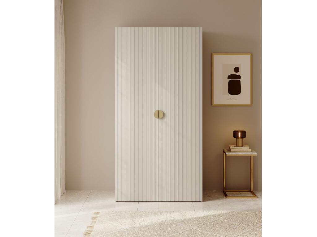 Armoire 2 portes avec tringle - 100 cm - grège - Dekonao KZYK86129