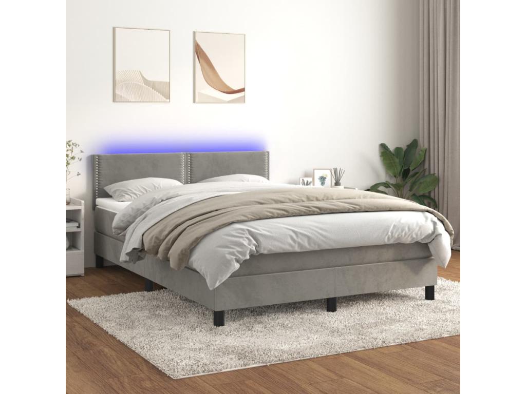 Sommier à Dekonao de lit avec matelas LED Gris clair 140x190 EZNR41886