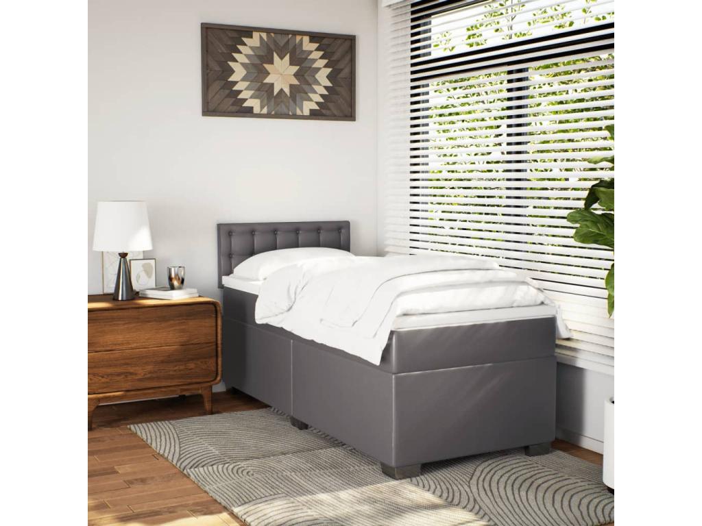 Sommier à Dekonao de lit avec matelas Gris 90x190 cm Similicuir XGIY52461