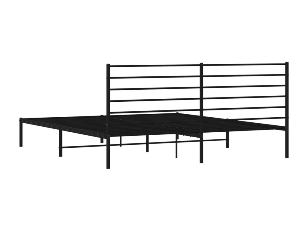 Cadre de lit métal sans matelas avec tête de lit noir 193x203cm IGSC32784