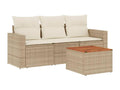 Salon de jardin avec coussins 4 pièces beige résine tressée LMWU53699