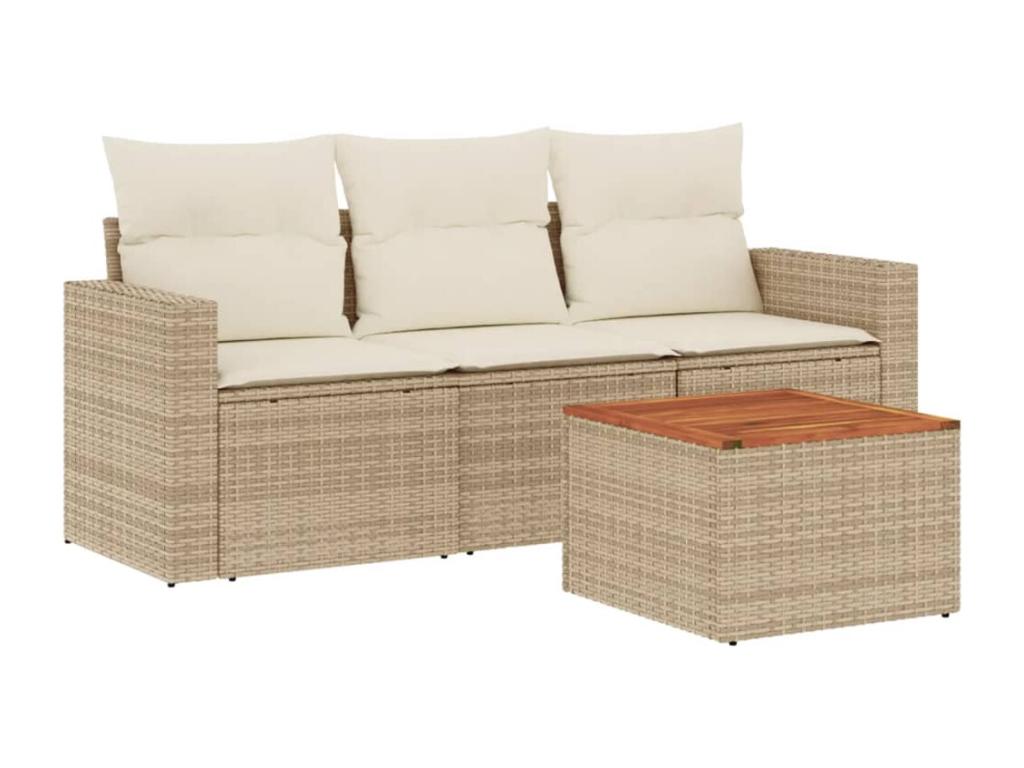 Salon de jardin avec coussins 4 pièces beige résine tressée LMWU53699