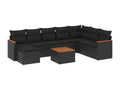 Salon de jardin 9 pcs avec coussins noir résine tressée RHWH39127