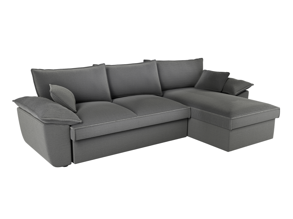 Canapé d'angle droit convertible en velours gris foncé avec coffre de rangement Dekonao II DDZG13825