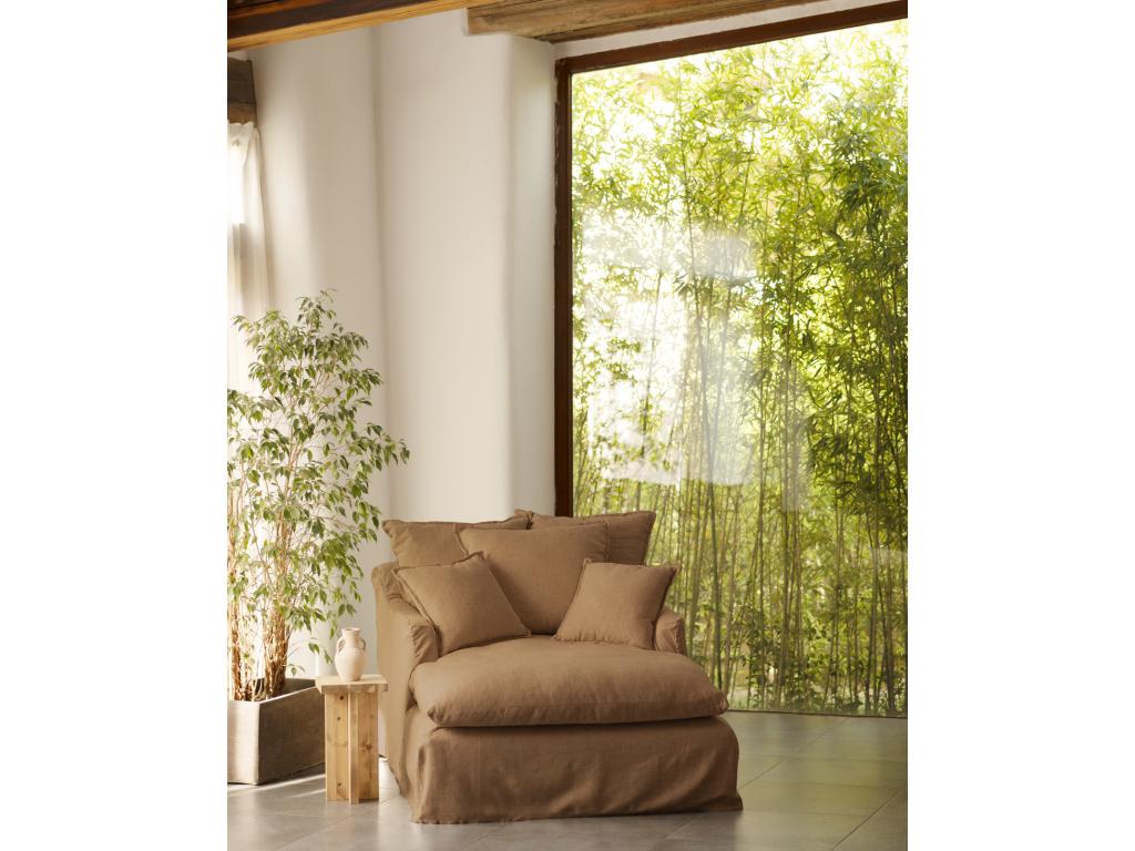 Fauteuil en coton et lin couleur tere cuite 115x170cm SVUX63333