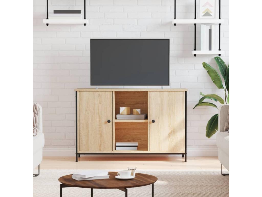 Meuble TV chêne Dekonao 100x35x65 cm bois d'ingénierie GKMA90899