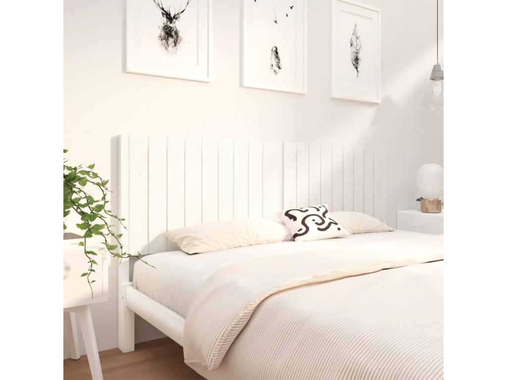 Tête de lit blanc 185,5x4x100 cm bois massif de pin RMSW85738