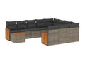 Salon de jardin 11 pièces avec coussins gris résine tressée GERZ28898
