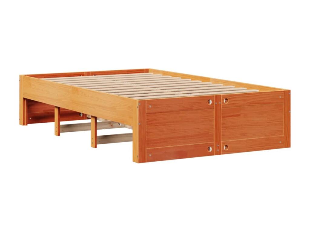 Lit bibliothèque sans matelas cire marron 120x190cm pin massif ASOP84608