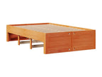 Lit bibliothèque sans matelas cire marron 120x190cm pin massif ASOP84608
