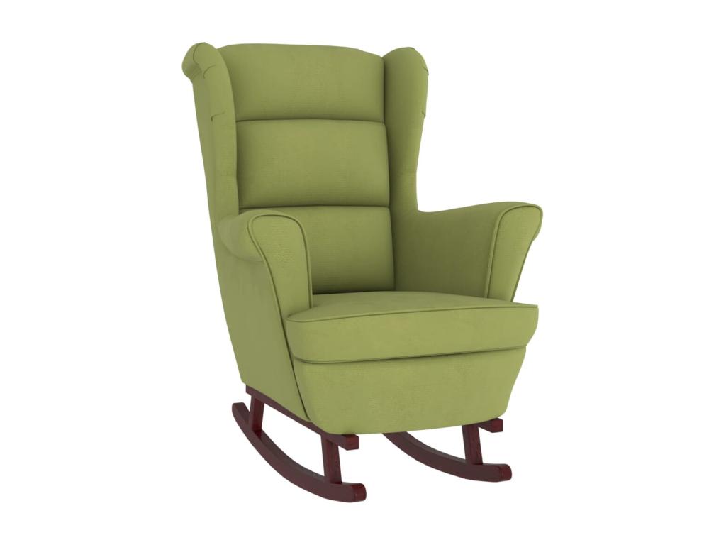 Fauteuil à bascule et pieds en bois d'hévéa Vert clair Velours BHCS34338