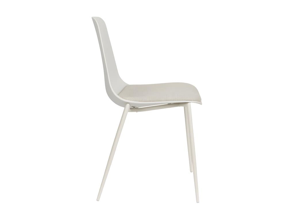 Dekonao - Lot de 4 chaises en plastique tissu et métal - Écru DJCN14382