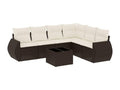 Salon de jardin avec coussins 7 pcs marron résine tressée DYWU37461