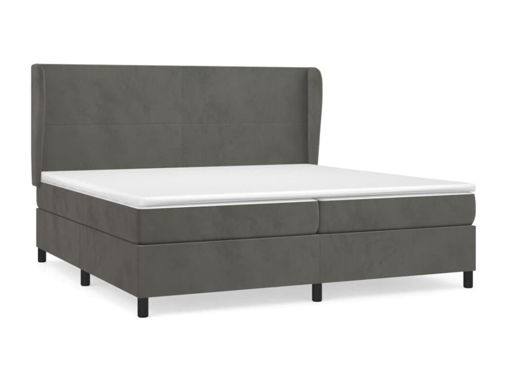 Lit à sommier tapissier et matelas Gris foncé 200x200cm Velours OCZO98576
