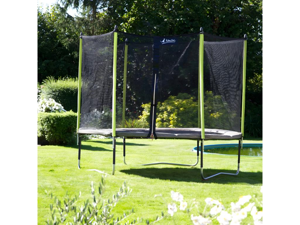 Nobellea - Trampoline de jardin 244 cm filet de sécurité échelle Nobellea d'ancrage JUMPI Vert/Noir 250 VKQG31115