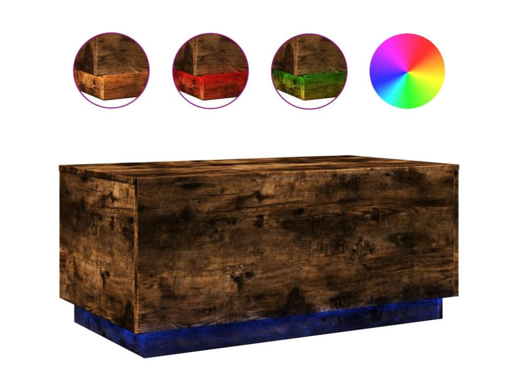 Table basse avec Dekonao LED chêne fumé 90x50x40 ZAOY20228