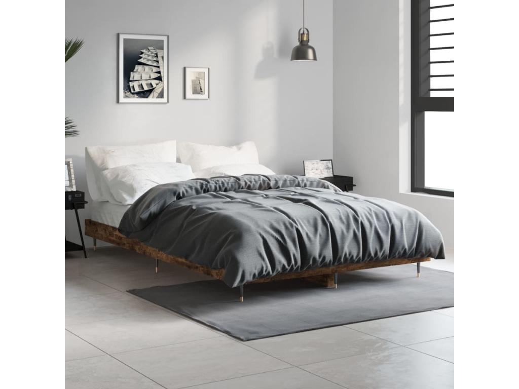 Cadre de lit sans matelas chêne fumé 120x190 cm bois ingénierie VGXQ46770