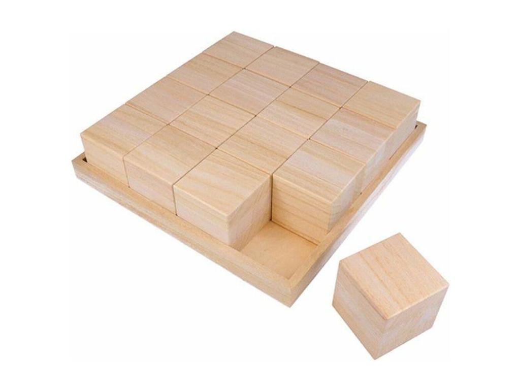 2 plateaux et 32 ​​cubes en bois - 26,5x26,5x6,5 cm QWPA81676