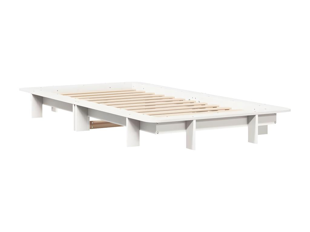 Cadre de lit sans matelas blanc 100x200 cm bois de pin massif QONL75043