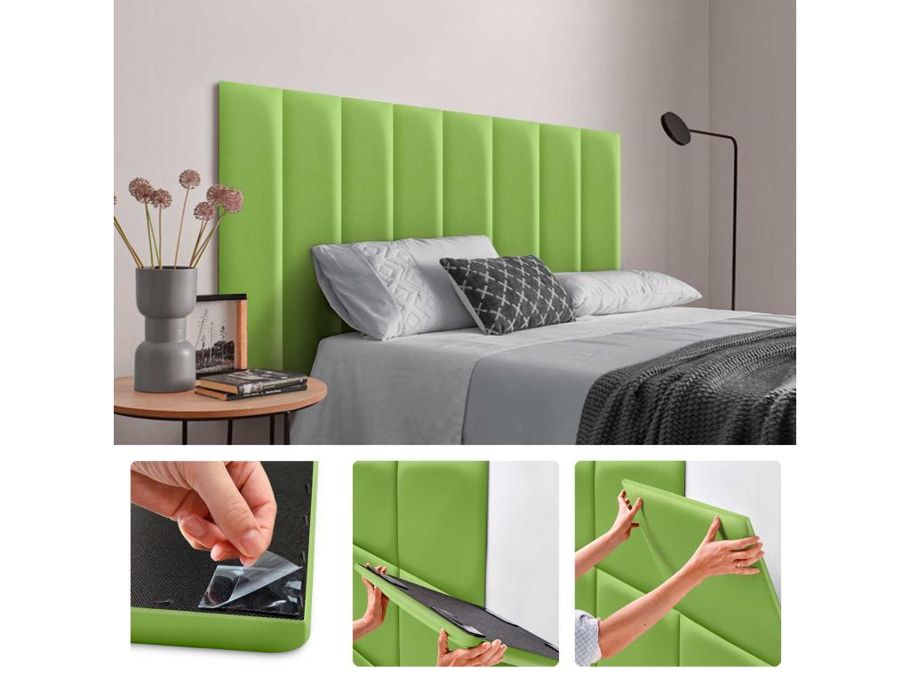 Dekonao Panneaux Rembourrés en Similicuir Autocollants pour Mur Acoustiques Absorbants Protection contre les Chocs Têtes de Lit vert 60x30cm UXLF97180