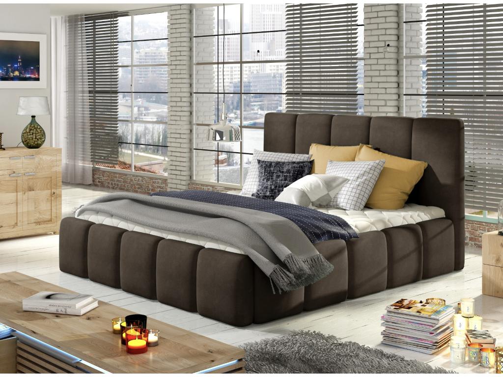 Lit moderne capitonné velours Dekonao-Couleur Chocolat-180x200 WWSQ21515