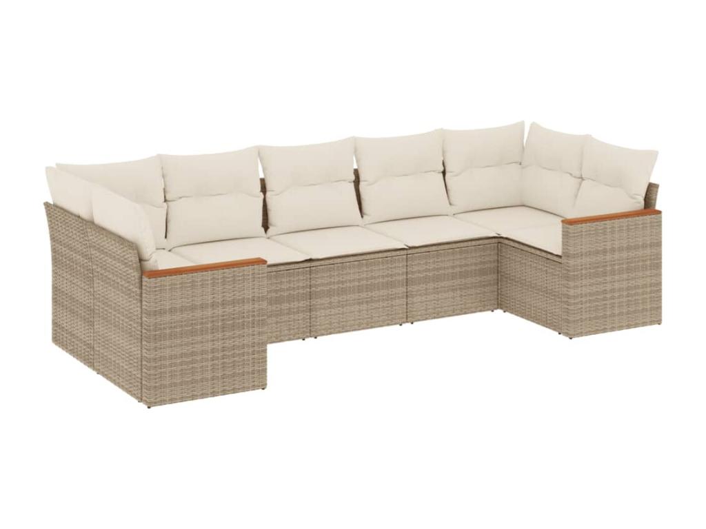 Salon de jardin avec coussins 7 pcs beige résine tressée FEOA85243