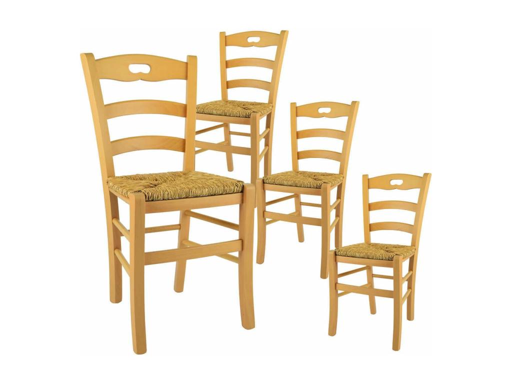 Dekonao - Lot de 4 Chaises Naturelles et Assises en Paille WSXX51926