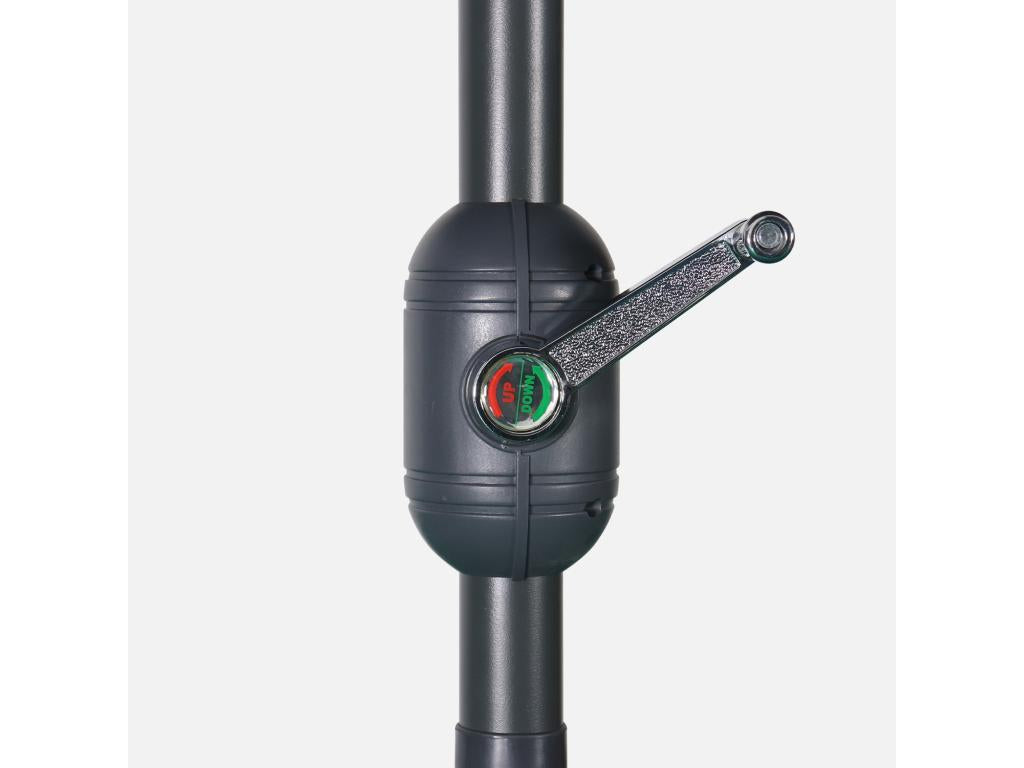 Parasol droit rond 300cm - Dekonao Turquoise - mât central en aluminium orientable et Dekonao d'ouverture GMTE63130