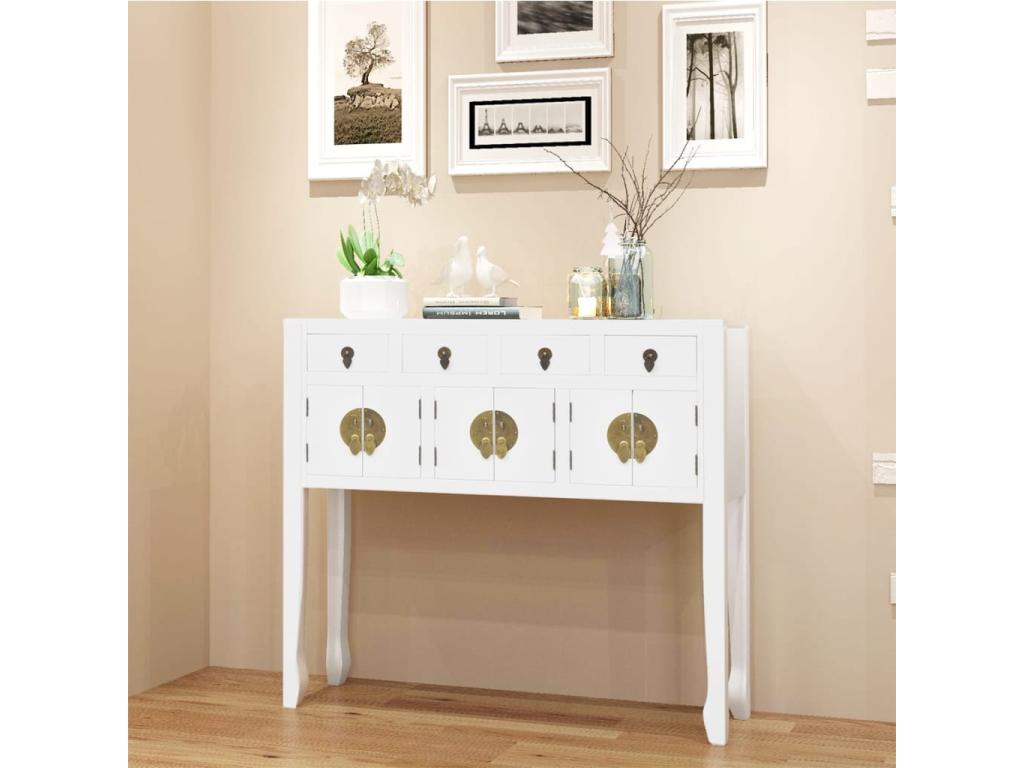 Buffet en style chinois en bois massif Blanc FMIA16412