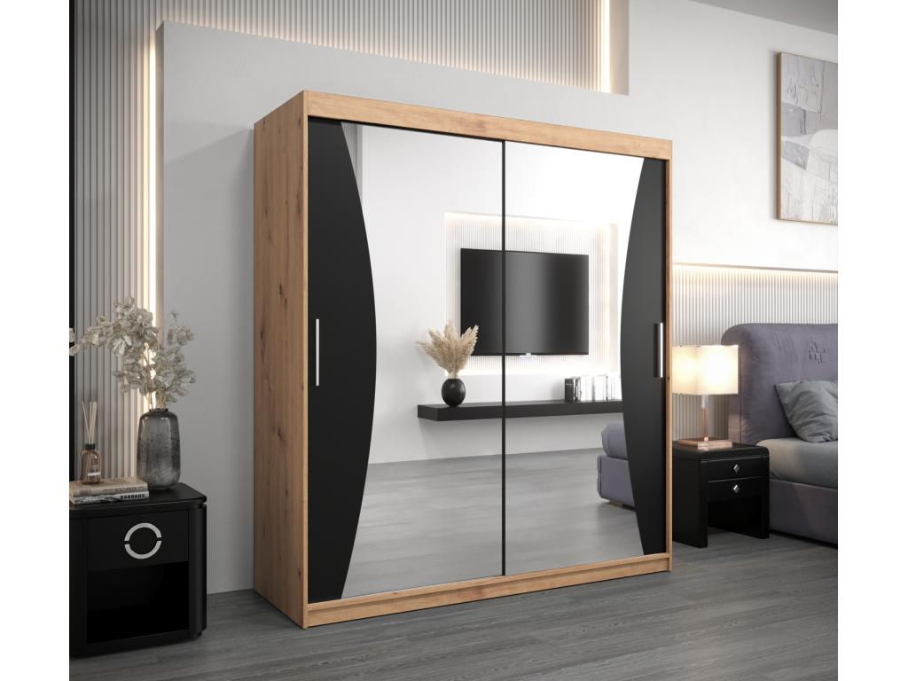 ARMOIRE Dekonao À PORTES COULISSANTES 200/180/62 2 Portes Dekonao/Noir NSCB73008