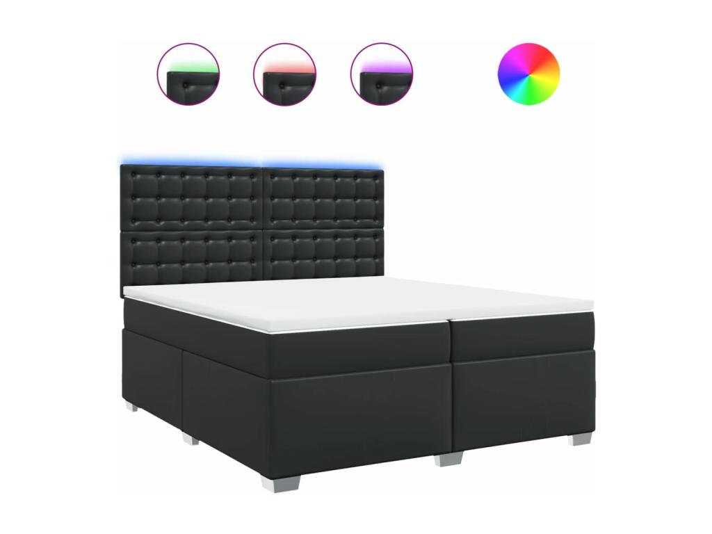 Sommier à Dekonao de lit avec matelas Noir 200x200 cm Similicuir JPFX26893