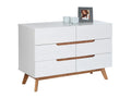 Commode chambre Dekonao L 98 cm en bois massif blanc avec 6 tiroirs meuble de rangement à vêtements pour chambre DYDN42045