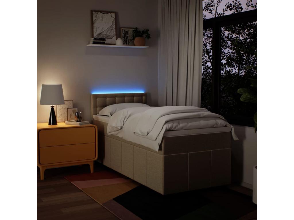 Sommier à Dekonao de lit avec matelas Crème 90x200 cm Tissu BUJC98424