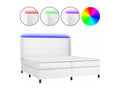 Lit à sommier tapissier et matelas et LED Blanc 200x200 Similicuir KETX63630