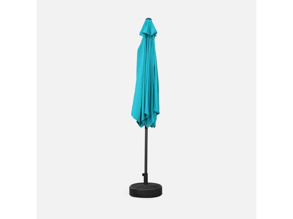 Parasol droit rond 300cm - Dekonao Turquoise - mât central en aluminium orientable et Dekonao d'ouverture GMTE63130
