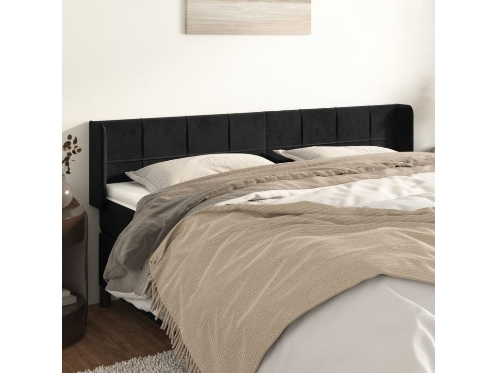 Tête de lit avec oreilles Noir 183x16x78/88 cm Velours XDUY03146